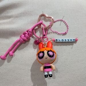 Handmade Upcycled Powerpuff Girls "Blossom" Keychain Bag charm